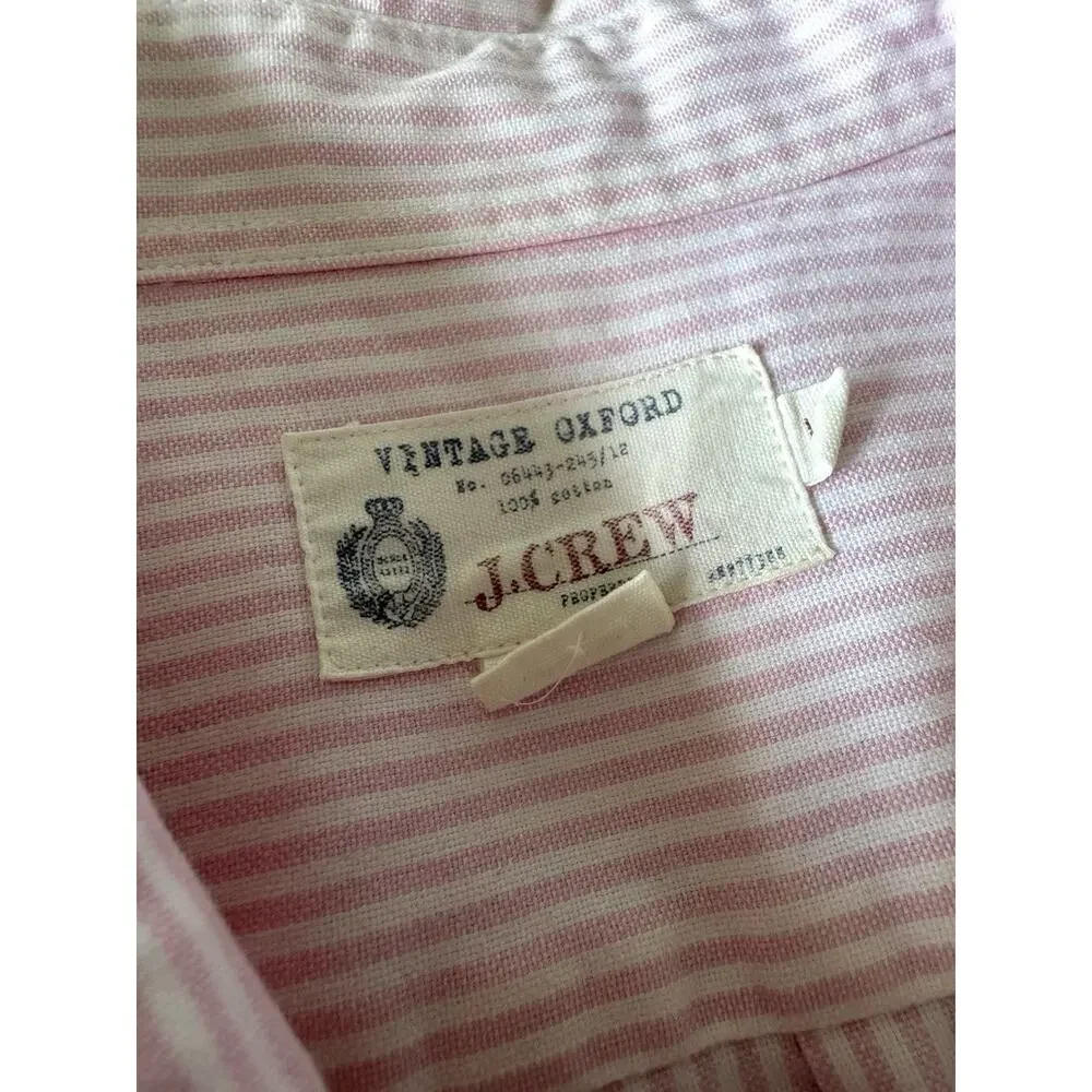 J.Crew Vintage Oxford Shirt Men’s Large L Pink White Striped Button Down Shirt